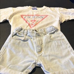 Guess kid Set with Pink Logo and Light Denim